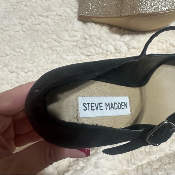 Steve Madden 5.5" black and gold glitter wedge - 6 - Picture 6 of 7